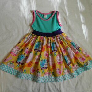Girls size 6 Dress K Pea Birds Birdcage